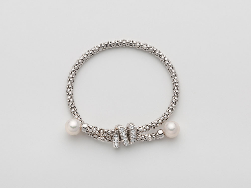 Bracciale Miluna argento elastico e perle - Piano Gioielli