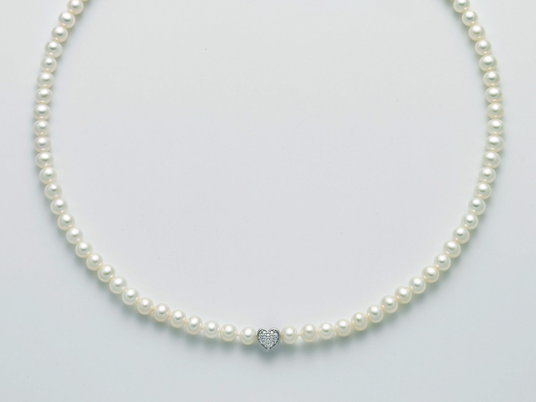 Collana Miluna perle, oro bianco e diamanti - Piano Gioielli